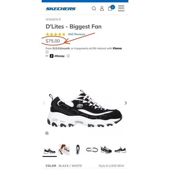 Skechers Womens D'Lites Biggest Fan Super Comfort Memory Foam Size 7 Eur 37 UK 4 - Picture 7 of 8